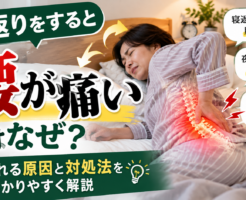 寝返りをすると腰が痛い原因と対処法を解説するイメージ